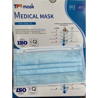 Khẩu trang 4 lớp giấy kháng khuẩn TPV (Hộp 50 cái)