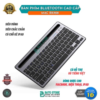 Bàn Phím Bluetooth Cao Cấp MAC RK908 Có Chỗ Kê Điện Thoại. Thiết Kế Kim Loại Chắc Chắn, Đầm Tay, Siêu Bền - BH 1 NĂM