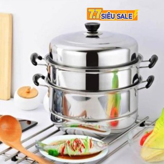 Nồi hấp inox 3 tầng 28 -32cm thiết kế hiện đại, tiện lợi dễ sử dụng giúp cho thức ăn chín đều nhanh chóng