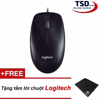 Combo Chuột Quang USB Logitech B100 Chính Hãng Tặng Kèm Lót Chuột Cao Cấp