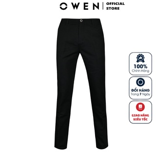 Quần Kaki Nam Dài Owen quần thô Cao Cấp Dáng Ôm Thanh Lịch Chất Cotton Mềm Mát Thấm Hút QKSL23621 Màu Đen Trơn