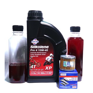 1,4 Lít Nhớt FUCHS SILKOLENSE 10W40 + Lọc Suzuki Raider, Satria, GSX, ...