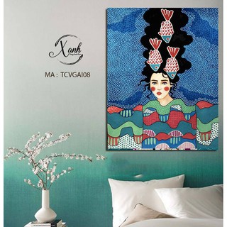 TRANH CANVAS CÔ GÁI - VẼ TAY VINATGE HIỆN ĐẠI TRANG TRÍ NỘI THẤT