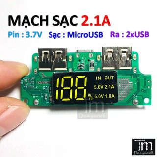 Mạch Sạc Dự Phòng 5V 2.1A 2 Cổng Hiển Thị Led