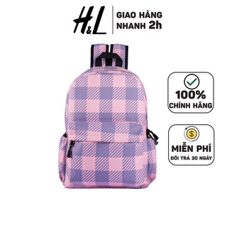 Balo Đi Học Thời Trang Vintage Họa Tiết Caro Hồng, Có Ngăn Đựng Laptop, Chất Liệu Chống Nước, Chống Ẩm Mốc, Mang Đi Chơi