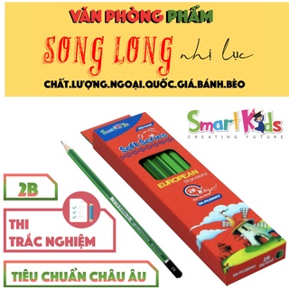 BÚT CHÌ 2B dùng Thi TRẮC NGHIỆM - Lõi chì 2.0mm - thân lục giác - Thương hiệu SmartKids cùa Bitex - Tiêu chuẩn Châu Âu