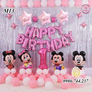 Set Bóng Trang Trí Sinh Nhật Happy Birthday Hình Chuột Mickey