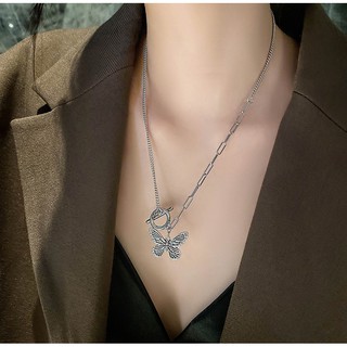 Vòng cổ họa tiết bướm màu bạc giả cổ cá tính VC80
