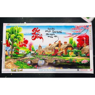 Tranh đính đá ABC tự làm phong cảnh gia đình hạnh phúc