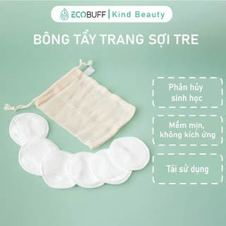 Bông tẩy trang Ecobuff tái sử dụng nhiều lần vải sợi tre sạch da phân huỷ sinh học