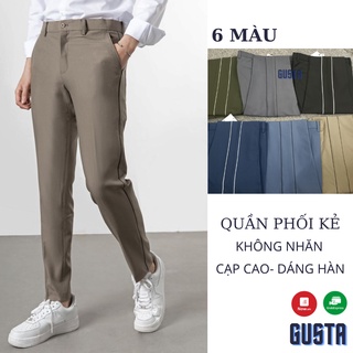 [6 MÀU] Quần Tây Âu Nam Đẹp Cap Cao Công Sở Hàn Quốc Dáng Ôm,Quần Âu Nam Kẻ Viền Hàng Hiệu- QA03 - GUSTA( 6 màu)