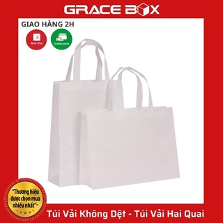 {Giá Sỉ} Túi Vải Không Dệt - Màu Trắng - Túi Vải Bảo Vệ Môi Trường - Túi Vải Hai Quai - Siêu Thị Bao Bì Grace Box