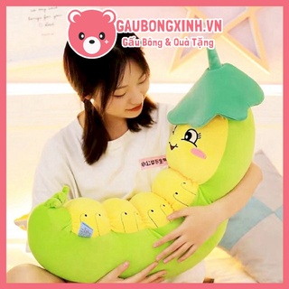 Gấu bông con sâu xanh cute size 1m2, chú nhộng đội nón lá dễ thương, gối ôm cho bé hàng đẹp