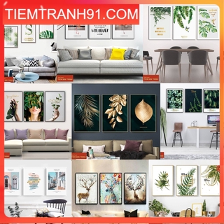Tranh Giá Rẻ L2 - Size Nhỏ Bộ 3 Tranh canvas in theo yêu cầu, viền đen khung gỗ, tặng kèm đinh treo
