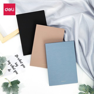Sổ tay ghi chép A5 bìa da PU Deli 112 trang - Màu Đen/Hồng/Nâu/Xanh - 1 quyển - 22290