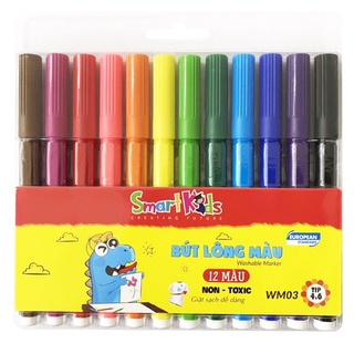 Bút Lông Màu Rửa Được Smart Kids 12 Màu WM03 - 8935276426839