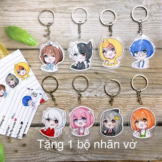 Bộ Móc 8 khóa Hero team chibi tặng kèm 1 bộ nhãn vở