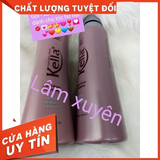 Bộ Dầu gội và dầu xả cặp màu tím cho tóc hư kella 780ml  FREESHIP phục hồi tóc nát ,tái tạo biểu bì tóc, giúp tóc khỏe