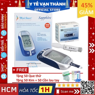 ✅ Máy Đo Đường Huyết: MediSmart Sapphire (Trọn Bộ 50 Que, 50 Kim, Tặng CỒN) -VT0587