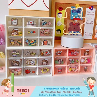 <Video Review>Hộp 9 Ngăn Đựng Sticker Trang Trí Bàn Tiện Lợi - Ảnh Thật - Teeci671