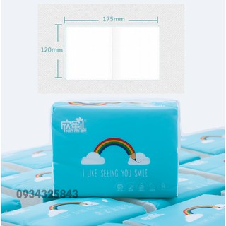 Gói 300 tờ giấy ăn cầu vồng siêu dai