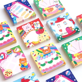 Giấy note cute  Bộ giấy note 100 tờ ghi chú hình gấu dễ thương tiện lợi trang trí hãng Jiyu