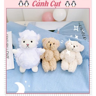 Móc khoá cute  gấu bông nhỏ nhắn xinh xắn thú nhồi bông xe đa năng đôi bò sữa ani