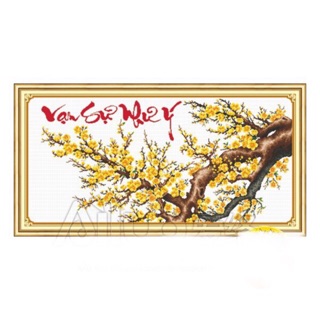 Tranh thêu chữ thập Cành Mai Vạn Sự Như Ý Ailuo AL51391
