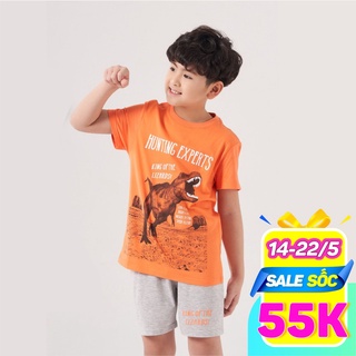 Áo Cộc Tay Bé Trai Bigfox, Áo Phông Trẻ Em Cam Khủng Long 2-11, Chất Cotton Xuất Khẩu