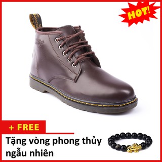 [Video- Ảnh Thật] Giày Boot Nam Cổ Lửng Đế Khâu Da Trơn Màu Nâu Phong Cách - M354-NAU (PT)