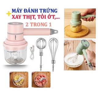 Máy Say Tỏi Ớt, Hành, Thịt Mini ⚡ Siêu RẺ ⚡Tự Động Sạc Pin Đa Năng Tiện Dụng An toàn