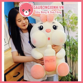 Gấu Bông Thỏ Ôm Bình Sữa Cute Đủ Size - Thú nhồi bông Thỏ Đáng Yêu đang tu sữa Quà Tặng đáng yêu cho ny, bé gối ôm xinh