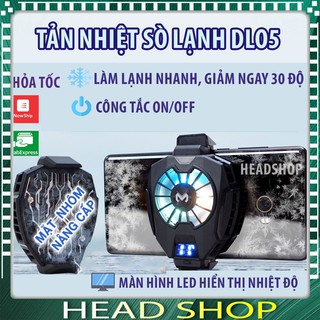 Quạt tản nhiệt Gaming MEMO DL05 thế hệ 5 cho điện thoại sò lạnh tích hợp màn hình led công tắc tắt bật HEAD SHOP