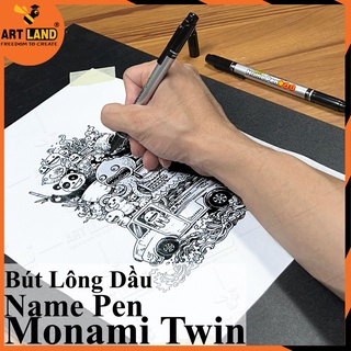Bút Lông Dầu Line Nét Màu Đen 2 đầu đa năng Twin Name Pen - Monami