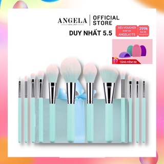 bộ cọ trang điểm cá nhân angelashop cọ che khuyết điểm set cọ 12 cây lông mền mịn có bao da