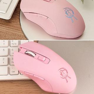Chuột Chơi Game Không Dây 1600dpi 2.4g Có Đèn Led Màu Hồng