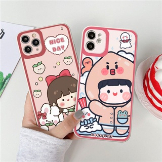 Ốp lưng iphone cạnh vuông bé gái đào  cho iphone 11 7plus 8plus x xsmax 11pro max 12pro 12promax13promax tr1073