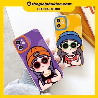 Ốp iphone - Ốp lưng iphone cạnh vuông viền camera Đôi bạn thân dành cho ip 6 đến 14promax - ng021