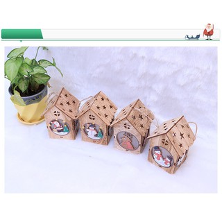 Trang trí Giáng Sinh Noel - Ngôi nhà gỗ DIY có đèn LED có sẵn Pin