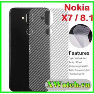 Miếng dán Carbon mặt lưng Nokia 8.1 - Nokia X7 2018