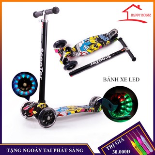 Xe trượt scooter cao cấp 3 bánh có đèn dành cho bé vui chơi vận động, đồ chơi trẻ em phát triển thể lực