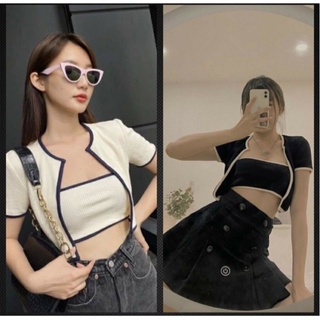 Set áo ống croptop kèm khoác ngoài