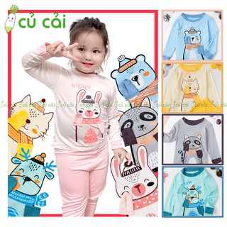 [XẢ KHO] Đồ bộ bé trai, bé gái, bộ dài tay cho bé vải thun lạnh họa tiết tai thú 3D siêu dễ thương BTD31