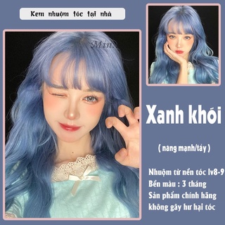 thuốc nhuộm tóc màu xanh khói, tặng kèm oxy trợ dưỡng và bao tay
