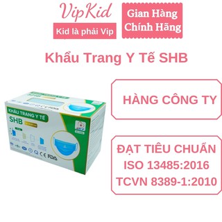 Khẩu trang y tế SHB 4 lớp kháng khuẩn, hàng công ty, khẩu trang đạt chuẩn y tế hộp 50 chiếc - VipKid