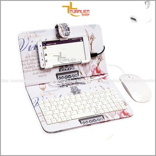 Bao da bàn phím có chuột + lót chuột cho điện thoại từ 4 đến 7 inch (BD01)