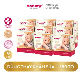 Combo 9 Hộp Khăn khô Mamamy 180 tờ/hộp, an toàn cho bé