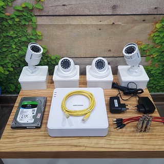 Bộ 4 camera hikvision 2mp DS-2CE16D0T-IRP vỏ nhựa lắp trong nhà ngoài trời siêu nét 1080p