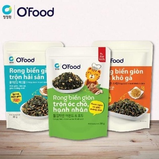 [30 gói] 1 thùng Rong biển giòn trộn khô gà, hải sản, hạt óc chó hạnh nhân O'Food