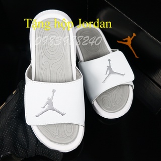 Dép JD Jordan bóng rổ FREE SHIP + hộp hãng + jordan đủ tem tag loại 1 trắng xám quai ngang xé dán nam nữ. BH Slippers